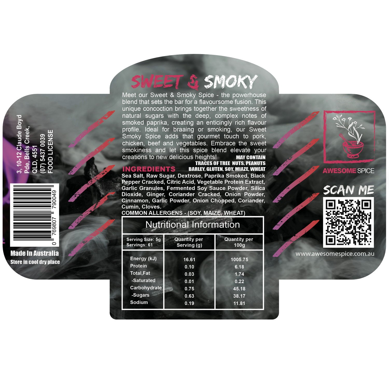 Oz Braai Awesome Spice 350ml - Sweet & Smoky