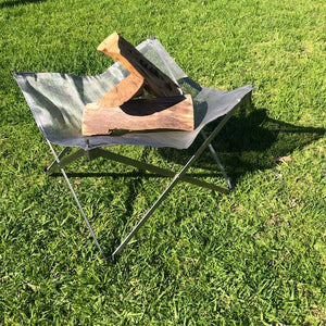 Red Roads Riser, scissor arm collapsible firepit. Comes with the stainless steel mesh  and nylon bag. Also doubles as a stand for the Red Roads Blaze n BBQ Firepit, to increase height. 
