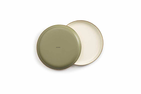 Barebones Enamel Two Tone Deep Plate Set -Olive Drab (Set of 2)