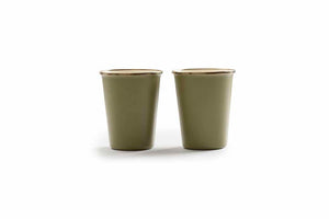 Barebones Enamel Two Tone Tall Cup Set -Olive Drab (Set of 2)