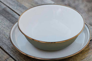 Barebones Enamel Two Tone Salad Plate Set -Olive Drab (Set of 2)