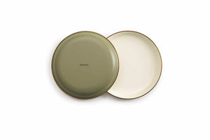 Barebones Enamel Two Tone Salad Plate Set -Olive Drab (Set of 2)