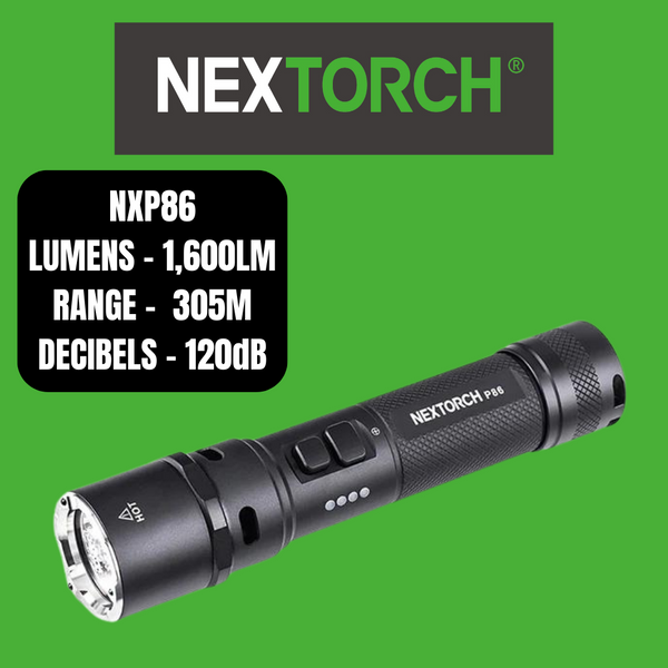 Nextorch P86 1600lm Torch, Glass Breaker, 120db Electronic Whistle