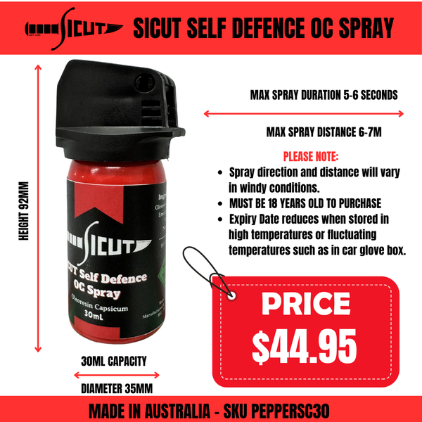 SICUT Legal Self Defence Pepper Spray OC Bottle 30ml