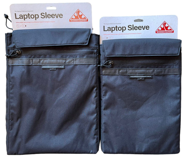 Wilderness Equipment Laptop Sleeve in Small and Large. Great for laptops of all sizes, has multiple pocket options including a velcro front. 