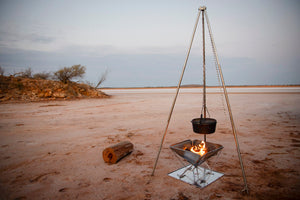 Red Roads Fire - Collapsible Cooking Tripod - Stainless Steel