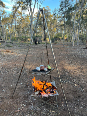 Red Roads Ultimate Portable Cooking Bundle - Tripod + Riser + Grill + Canvas Bag