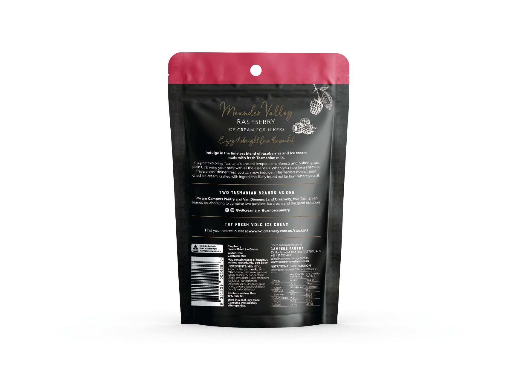 Campers Pantry Freeze Dried Icecream 30g - Rasberry