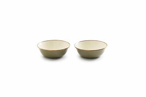 Barebones Enamel Two Tone Bowl Set Olive Drab (Set of 2)