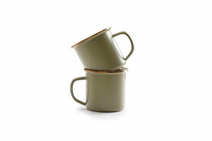 Barebones Enamel Two Tone Mug Set -Olive Drab (Set of 2)