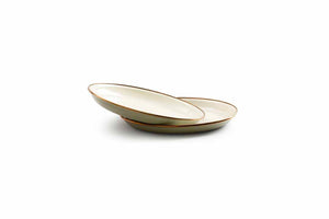 Barebones Enamel Two Tone Salad Plate Set -Olive Drab (Set of 2)