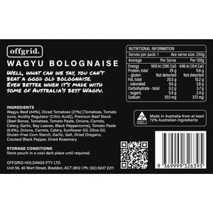 Offgrid Wagyu Bolognese - Heat & Eat Meal 250g