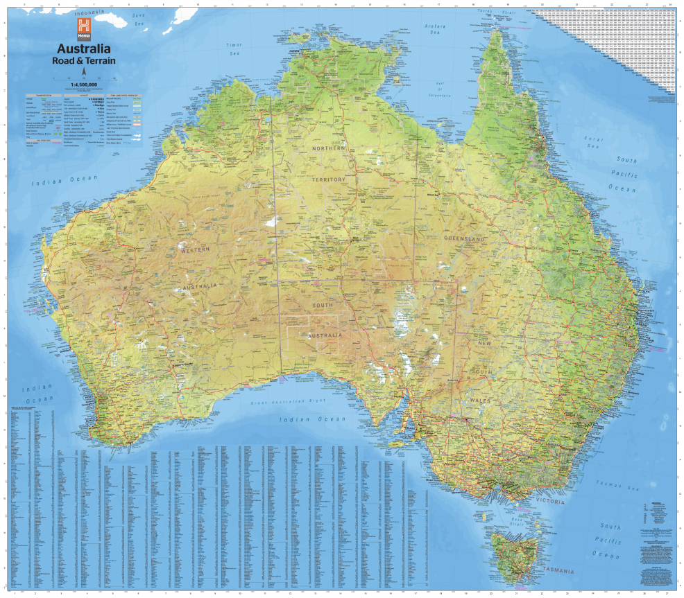 Hema Australia Road & Terrain Map