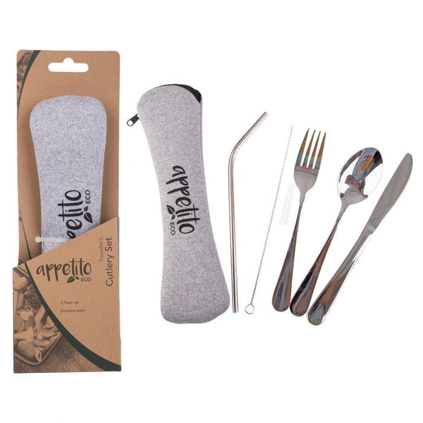 Appetito 5 Piece Stainless Steel Traveller's Cutlery Set