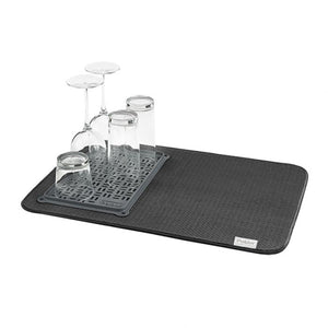 Polder Microfibre Drying Mat with Glass Tray Black