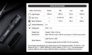 Nextorch P-Series Rechargeable High Output 1300 Lumen LED Torch