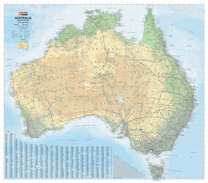 Hema Australia Road & Terrain Map Laminated Tubed 1000x875mm